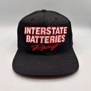 Vintage Interstate Batteries Racing Script Bold Logo Snapback Black/Red Hat